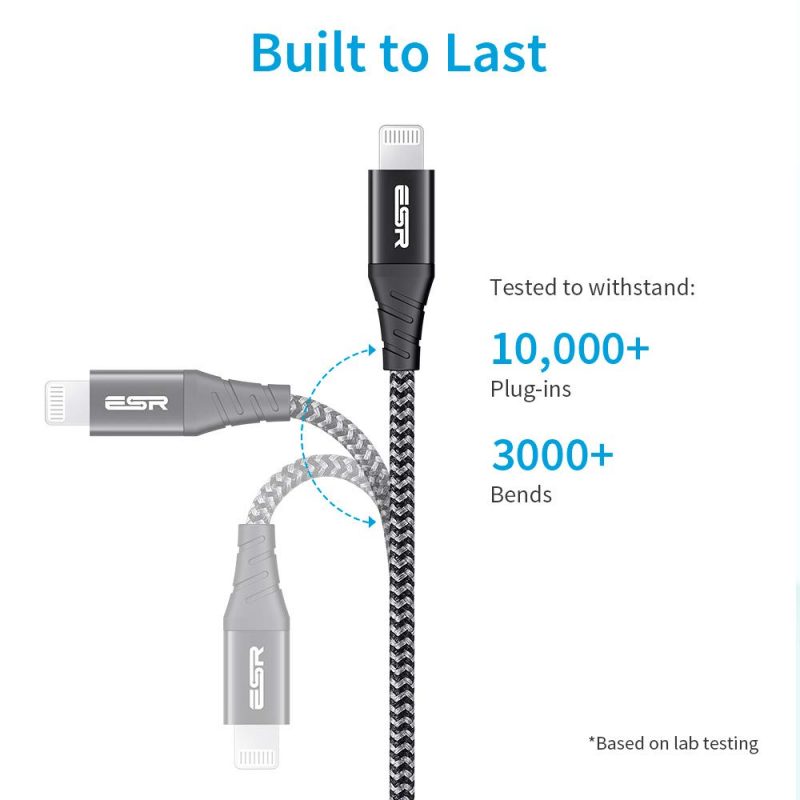 3.3ft 1m MFi USB C to Lightning PD Charging Cable4