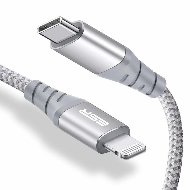 ESR 3.3ft/1m MFi USB-C to Lightning PD Charging Cable Silver